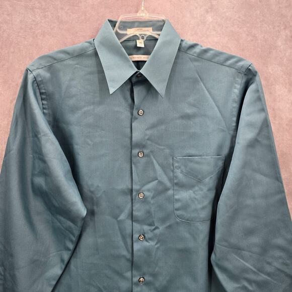 Geoffrey Beene Blue Mens Button Down Long Sleeve Preppy Dress Shirt Large - Picture 3 of 6